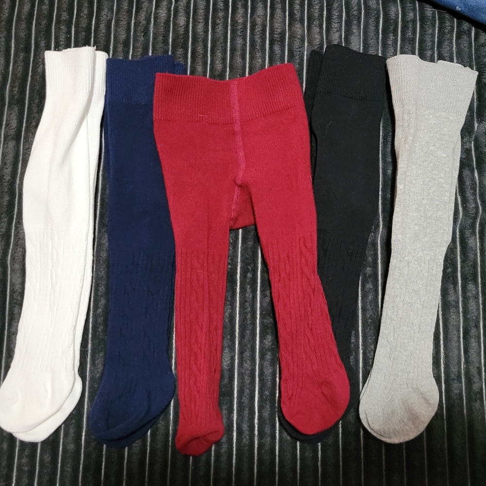 Lot of  0-3mo Tights. 5 Colors. All New-WOT